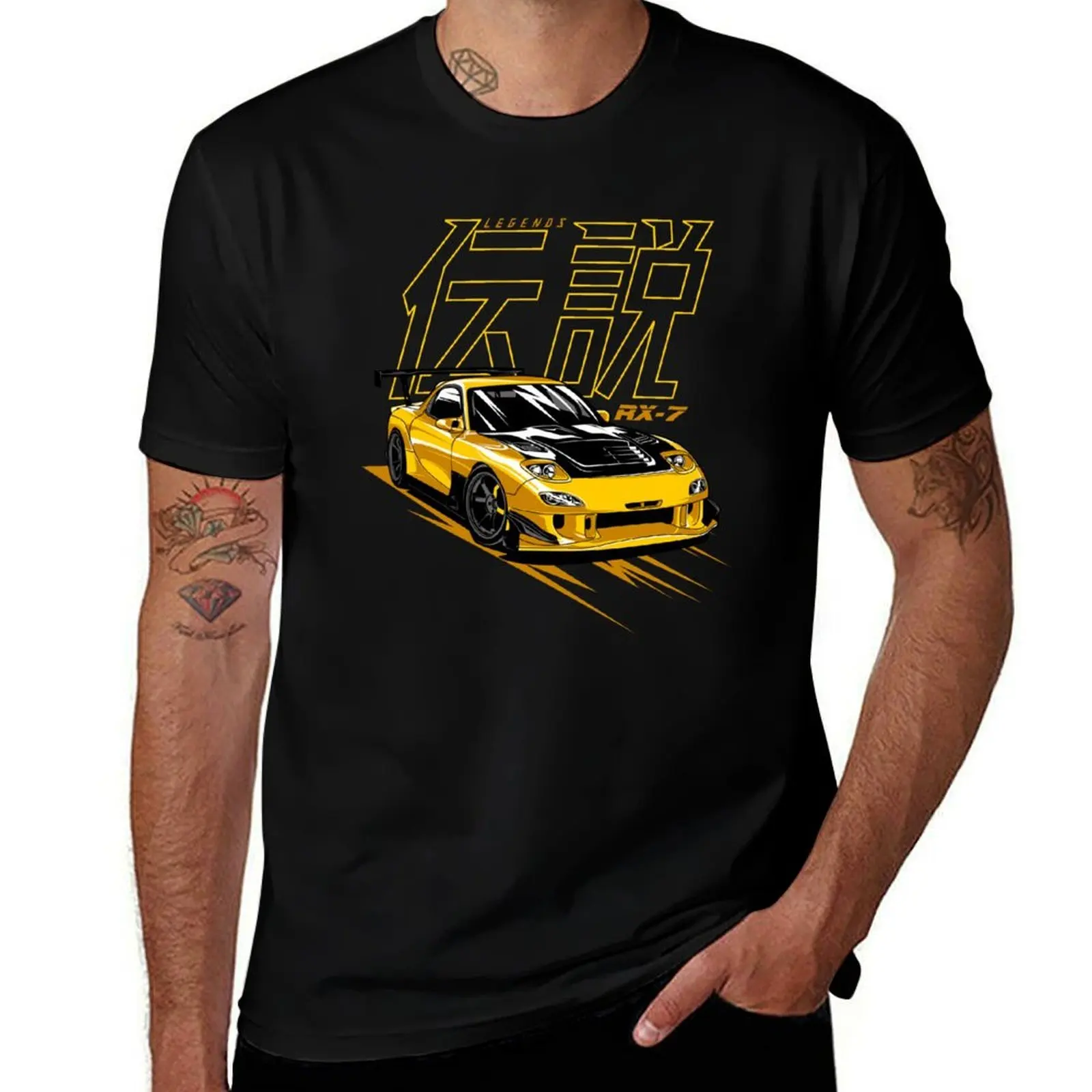 

Yellow Legends Sports Car RE Amemiya RX7 Racing Drift Tuned T-Shirt Casual Basic Street Style T-Shirt