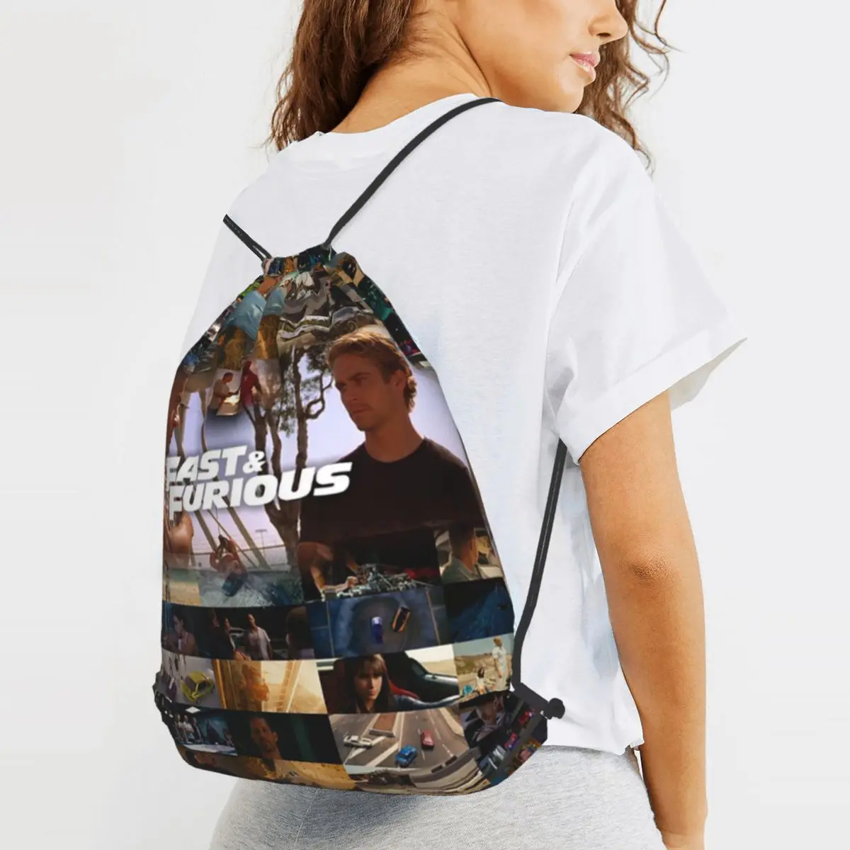 Fast And Furious Is History Of Legend Paul Walker Vin Diesel Backpacks Casual Drawstring Bundle Pocket Shoes Bag Book Bags