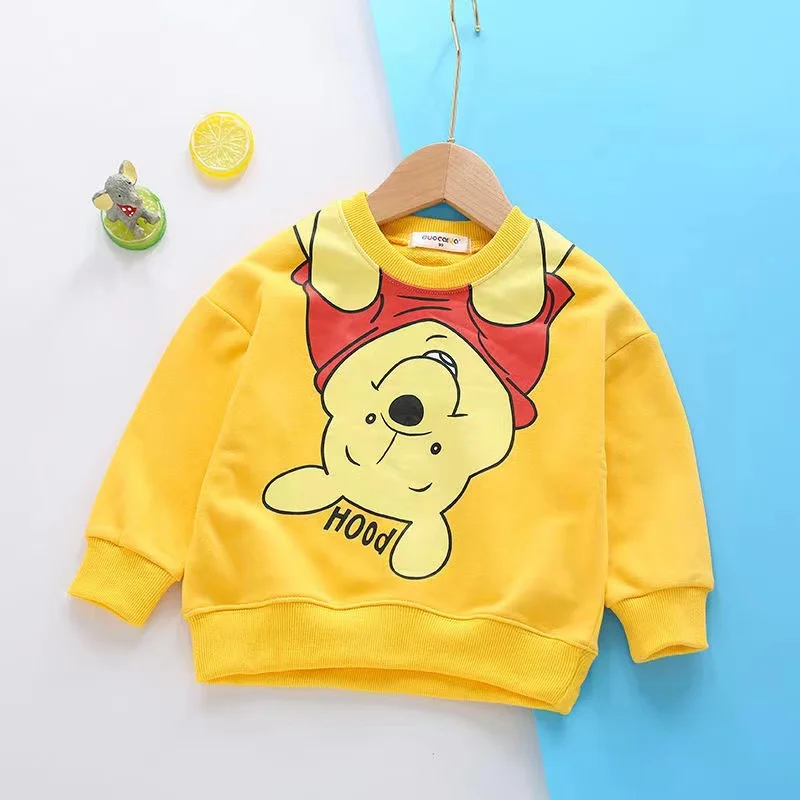 Cartoon Bear Winnie the Pooh Donald Print Baby Boy Girl Casual Sweatshirt Kid Long Sleeve T Shirt Children Clothes Pajama Tops