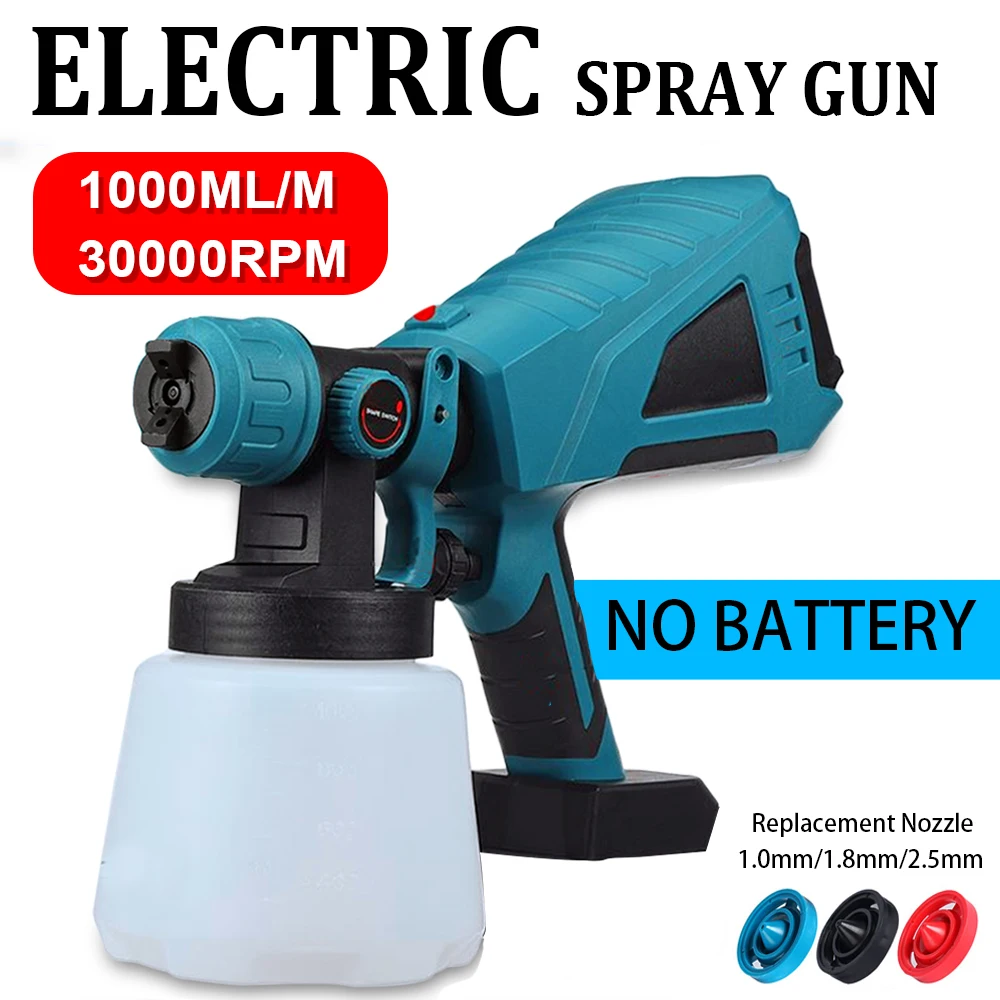 

1500W Electric Spray Gun.High Power Household Paint Sprayer 1000ML Capacity. for Makita 18V Battery Flow Control Airbrush