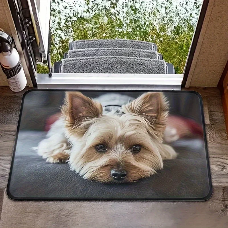 1pc Cute Mini Yorkshire Carpet Terrier Doormat Bathroom Rectangle Soft Kitchen Home Hallway Anti-slip Floor Rug Door Bath Mat