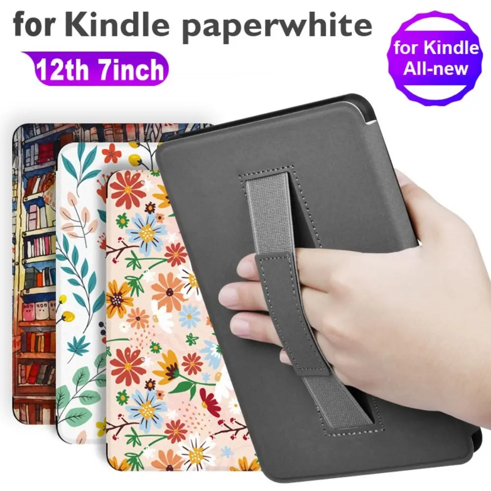 

with Hand Support e-Reader Case Auto Sleep/Wake Protective Shell for Kindle Paperwhite 2024 7 inch (12th Gen)/Colorsoft