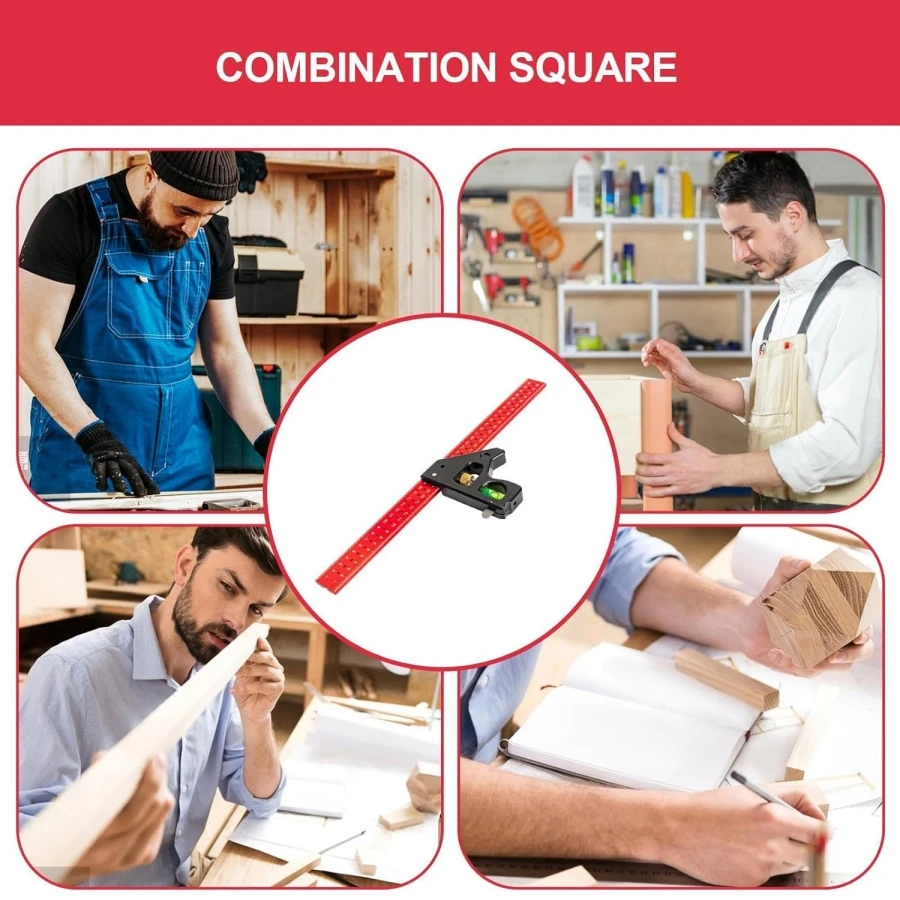30/40cm Multifunctional Combination Square Ruler, Woodworking Combination Angles Measuring Instrument for Accurate 90/45 Degree