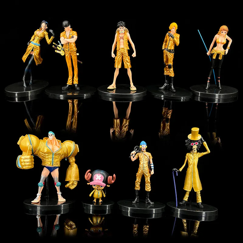 Anime One Piece Film Gold Luffy Robin Nami Brook Franky Usoop Sanji Chopper Zoro PVC Action Figures Collectible Model Toys Doll