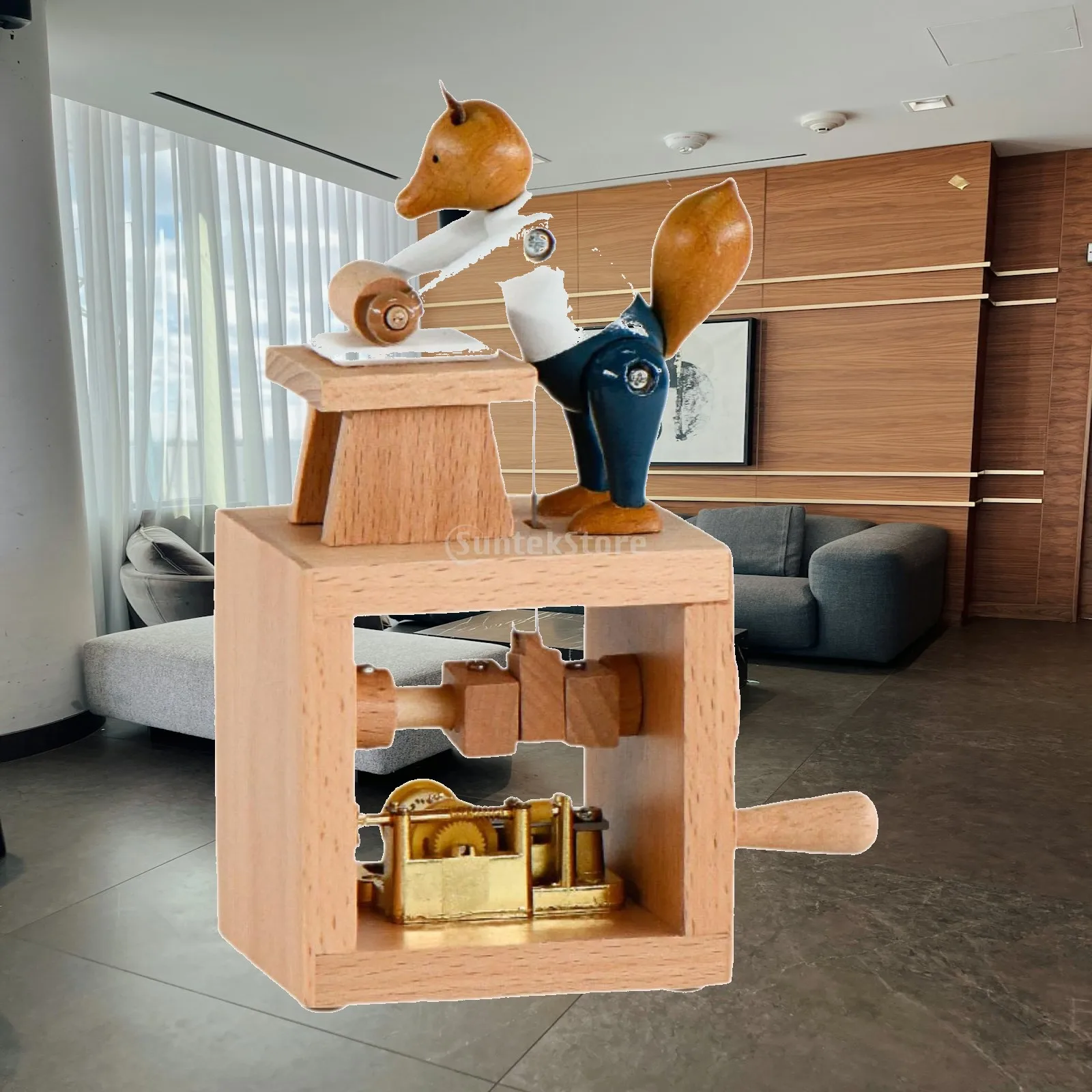 Hand Crank Music Box for Collectors, Wooden Musical Ornament for Special Celebrations