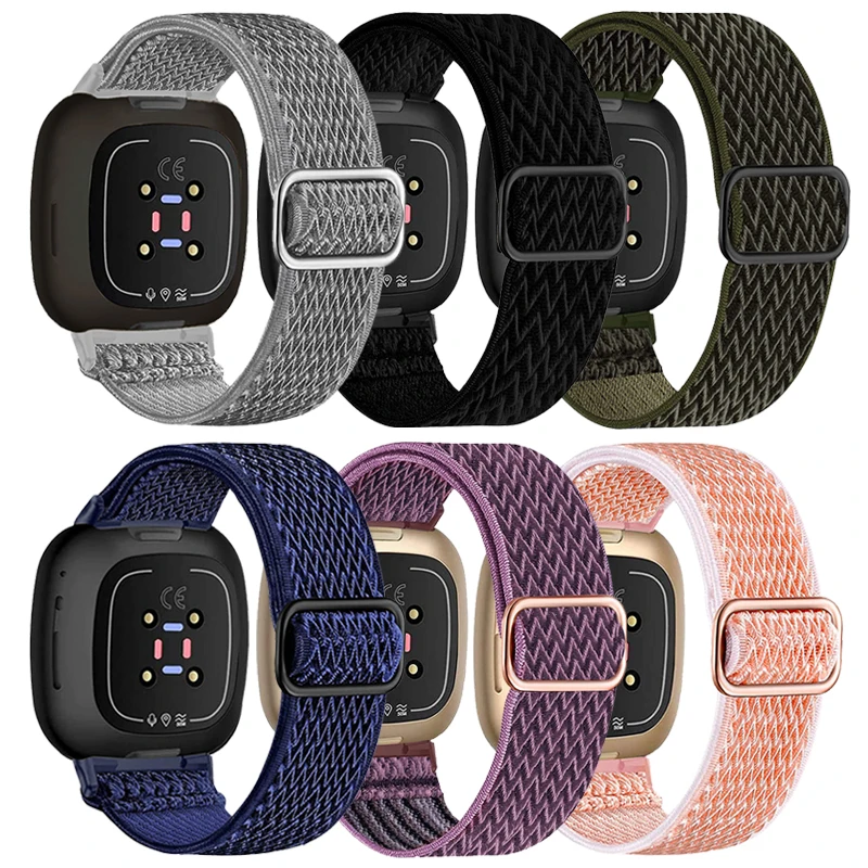 5 PCS Elastic Nylon Strap for Fitbit Versa 3 Smart Watch Band Replacement Stretchy Fabric Sport Band for Fitbit Versa Sense