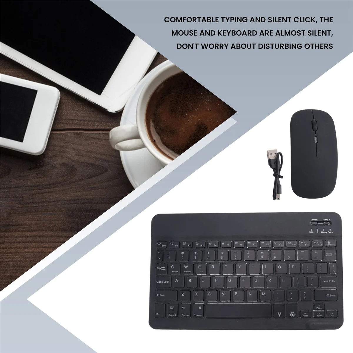 인기 있는 10인치 무선 키보드 및 마우스 RGB 백라이트 충전식 Bluetooth 키보드 및 마우스 콤보 키트 블랙