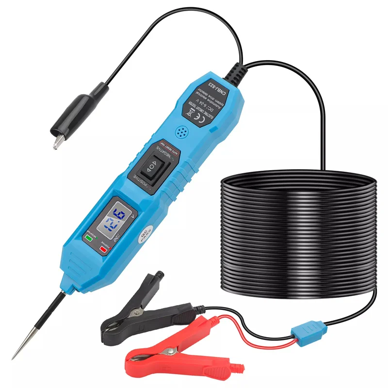 Fuse Tester LCD Circuit Tester 3.5-36V DC Battery Power Detector Fuse Tester LED Electrical Test Pen With Probe Alligator Clip