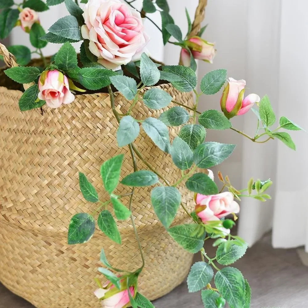 Simulated Rose Vine Living Room Indoor Balcony Air Conditioning Pipe Courtyard Decoration Artificial Flower Vine Wall Hanging Gr