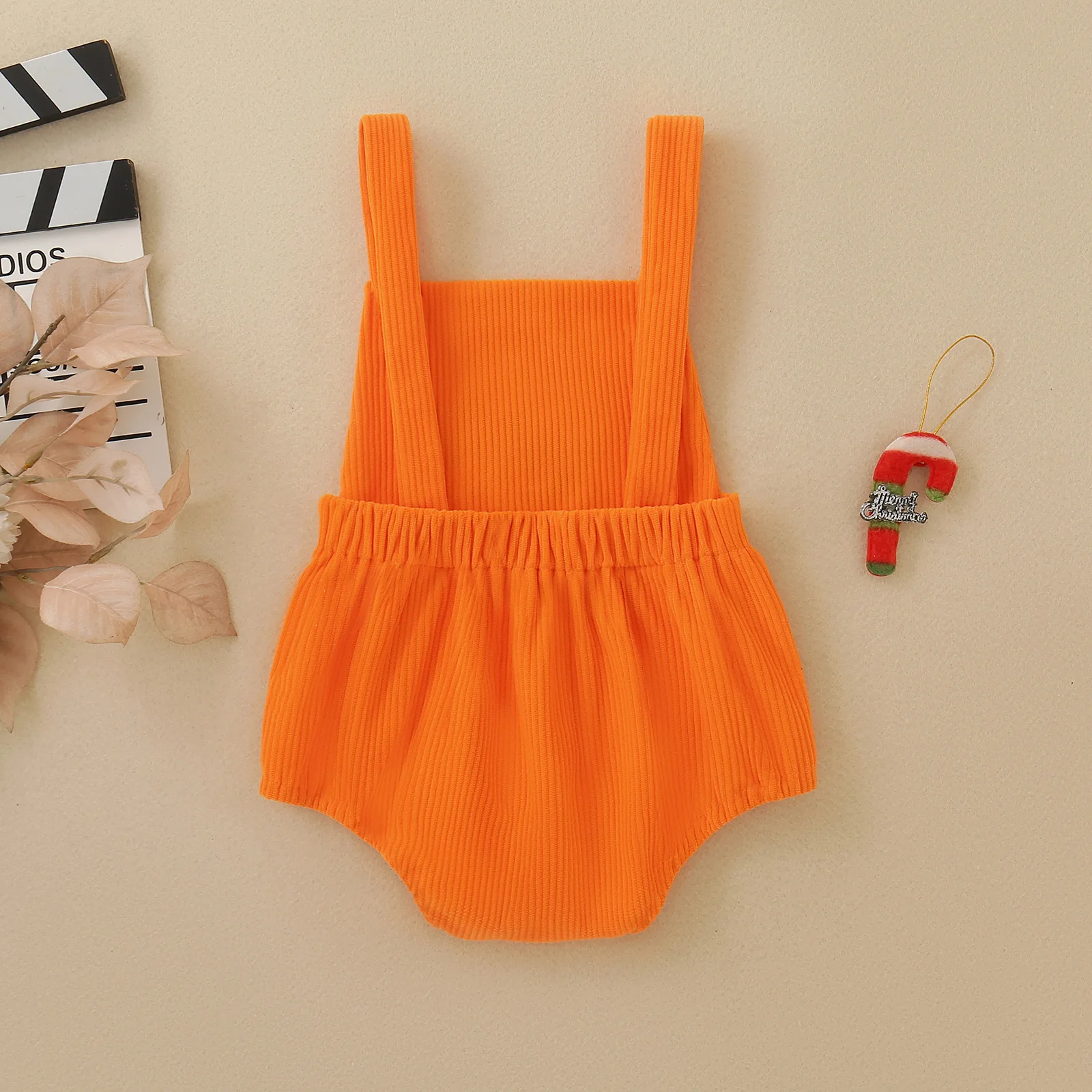 Baby Halloween Corduroy Overalls Romper Pumpkin Ghost Bat Embroidery Sleeveless Suspender Bodysuit Infant Fall Costume
