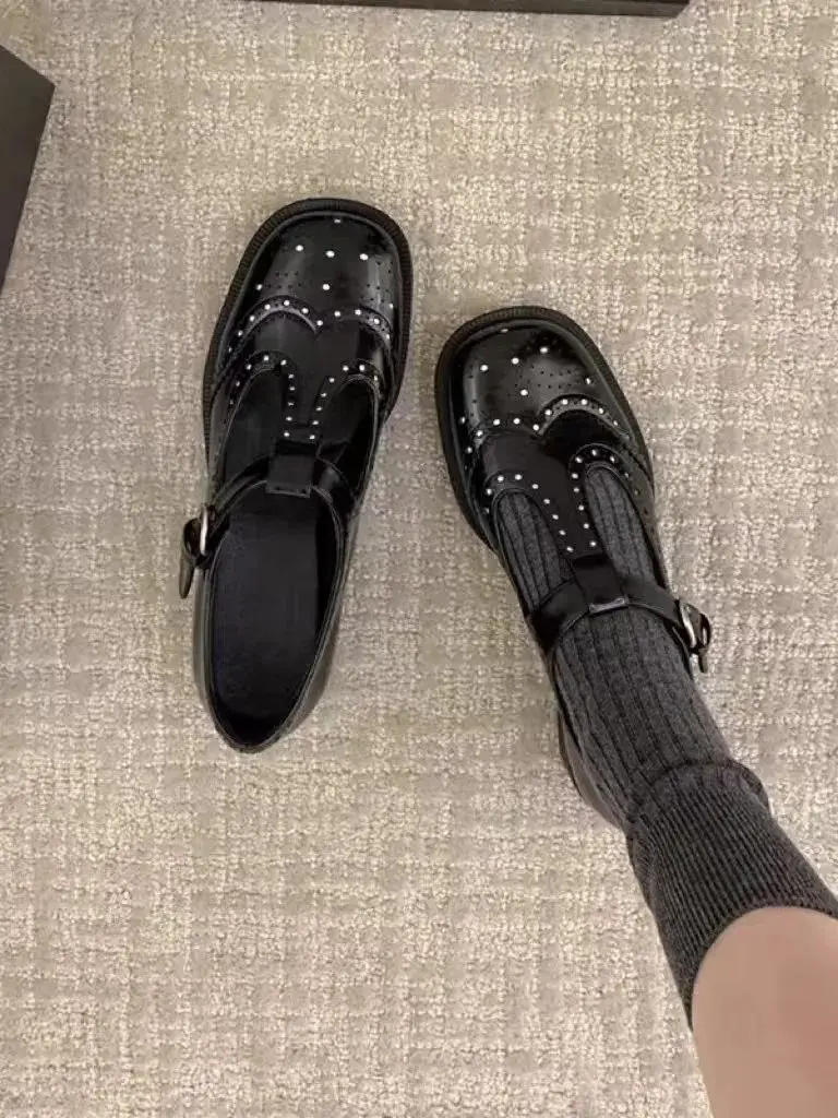 

Однотонные женские туфли без шнуровки из лакированной кожи с квадратным носком, одинарные туфли на плоской подошве, Zapatos Mujer Tendencia для отдыха с ремешком на щиколотке