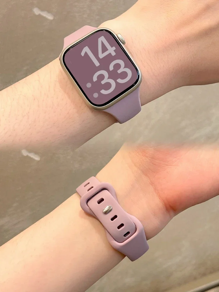 

Тонкий силиконовый ремешок для Apple Watch 45 мм, 44 мм, 40 мм, 41 мм, 42-38 мм, спортивный браслет для Iwatch Series 8, 7, SE, 3, 4, 5, 6, 9, 10, Ultra 2, 49 мм