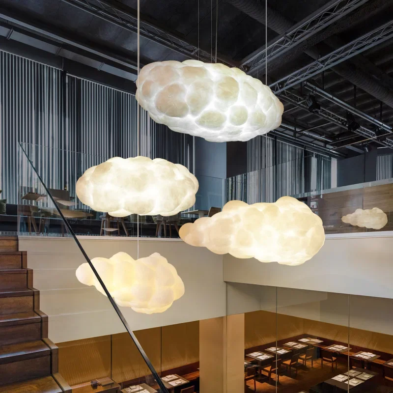 Meerdere stijlen simulatie wolk hanglamp voor woonkamer restaurant kamer zijde katoen led binnenmeubilair decoratieve verlichting