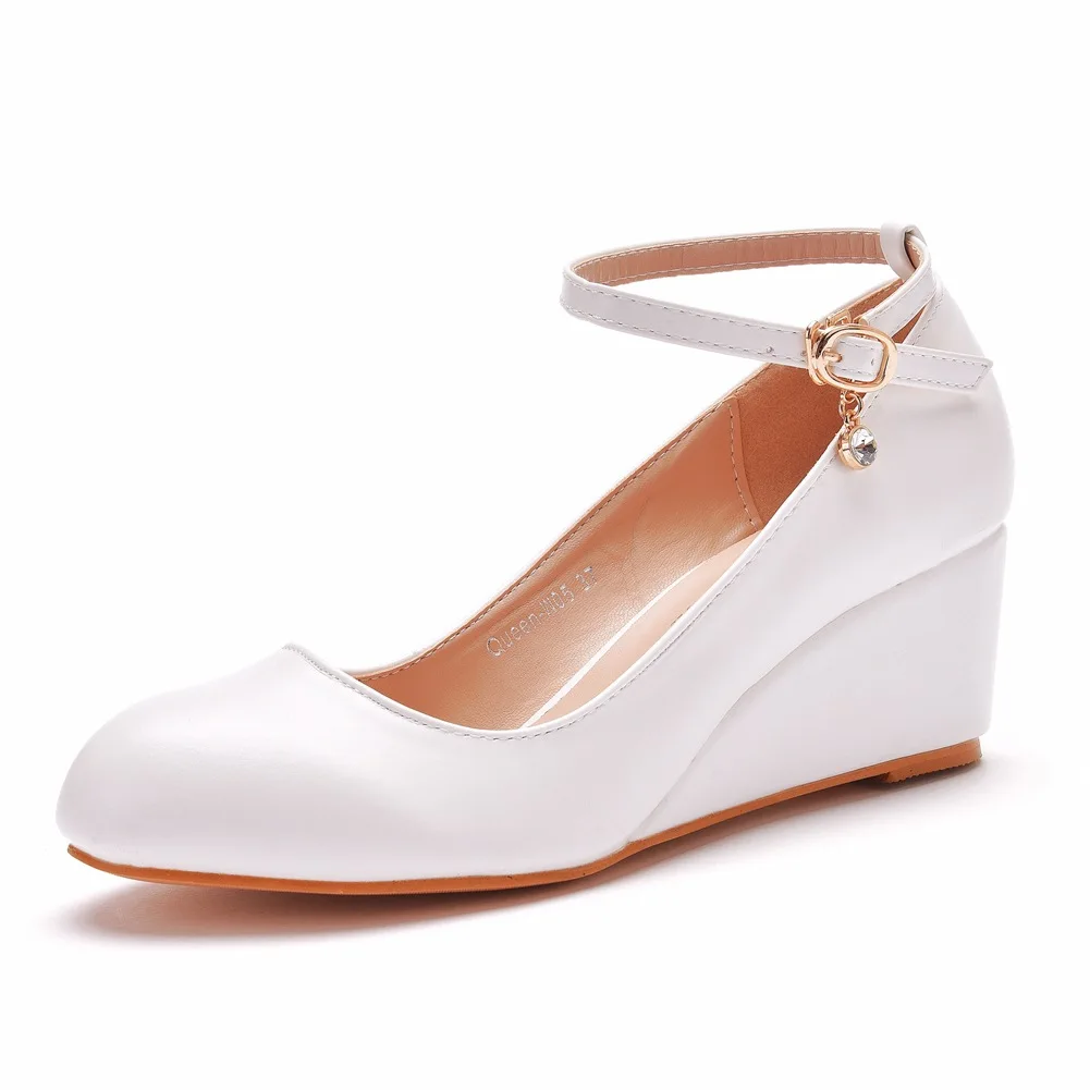 Plus Size 35-41 Shoes for Women Spring Autumn White Sexy Party Evening Pumps Round Toe Shallow Buckle High Heel Zapatos De Mujer