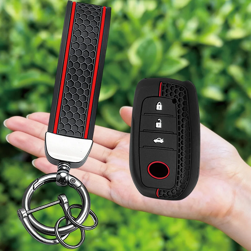 2026 Silicone Keychain Remote Car Key Case Cover For Toyota CHR Hilux Fortuner Land Cruiser Camry Corolla Crown RAV4 Highland