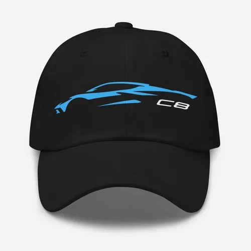 Premium Dad Hat For Corvette C8 2023 Sky Blue Car Owners Birthday Gift