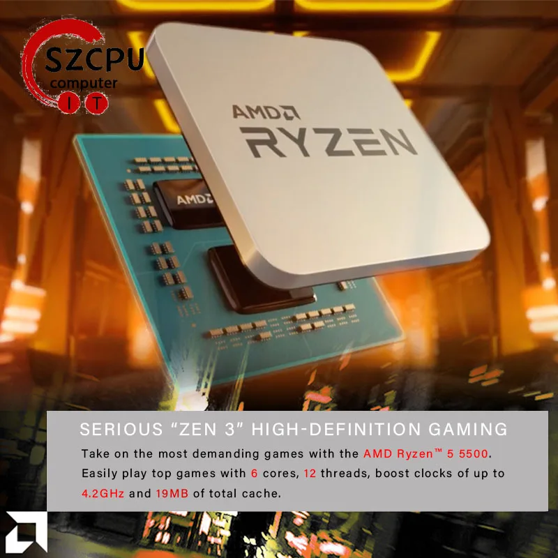 AMD Ryzen 5 5500 R5 5500 新しい 3.6 GHz 6 コア 12 スレッド CPU 7NM