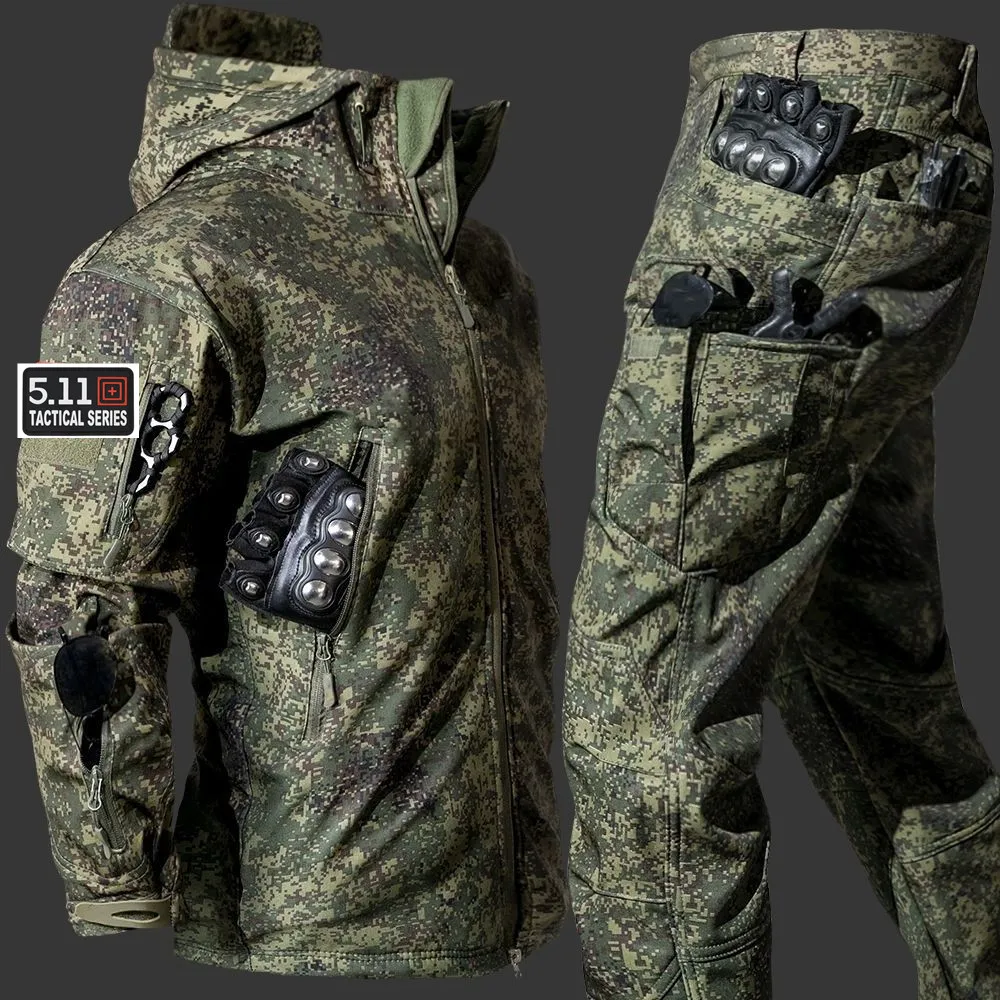 Kurtka męska 6XL 2025 z miękkiej skórki rekina, outdoorowa, zimowa, taktyczna, wodoodporna, ciepła, z podszewką z polaru, taktyczny komplet zimowy.