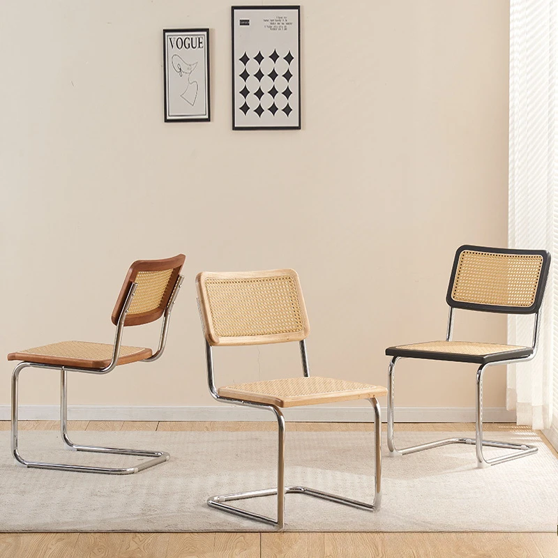 

Vintage Wicker Dining Chair Retro Wooden Office Chair Creative Rattan Design for Indoor Outdoor Study Excellent Negotiation