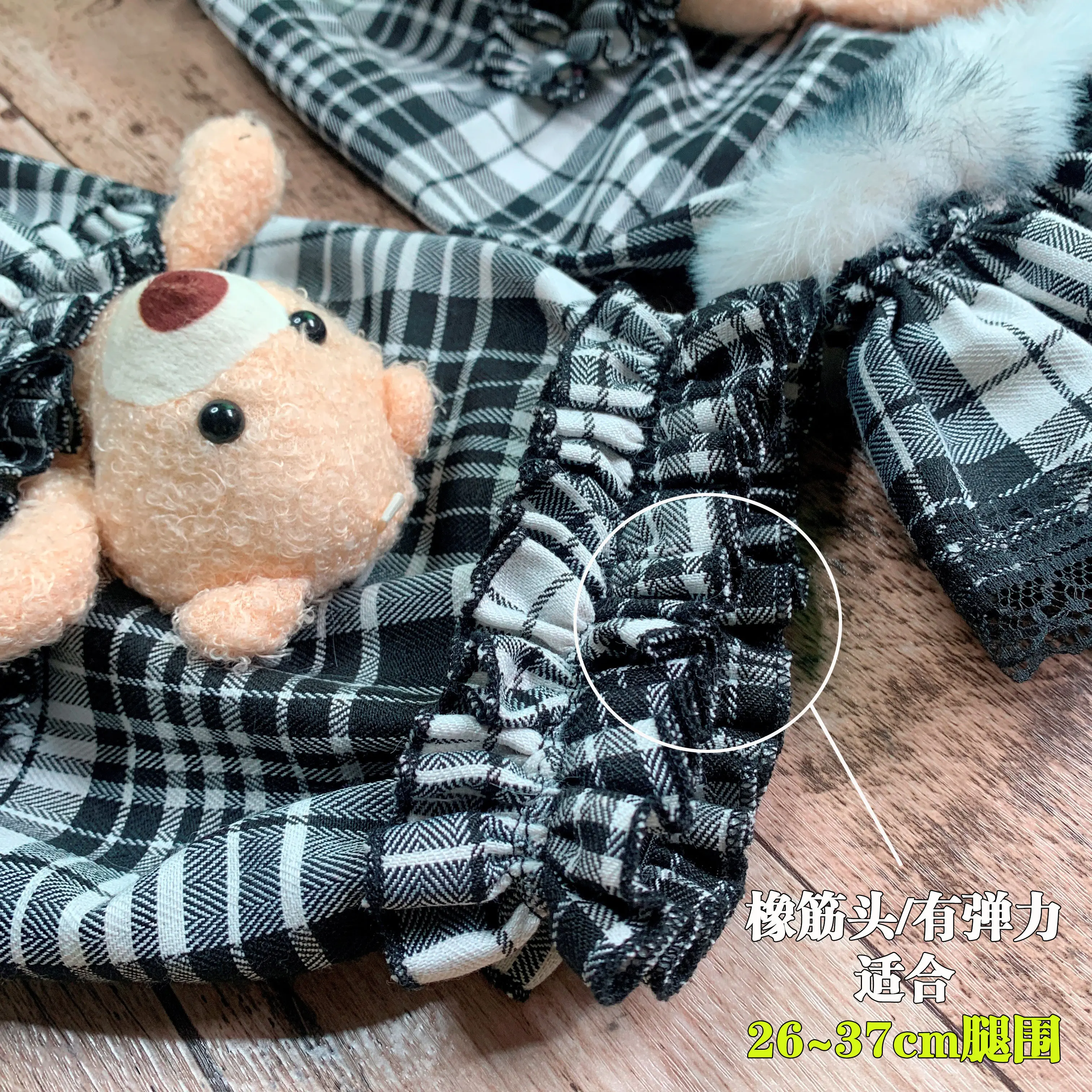 Original Handwork Black White Plaid Subculture Leg Warmer Cute Bear Personality School Students Lolita Princess Sock Cover