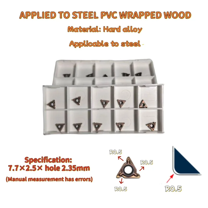 

Carbide Triangular Milling Cutter for Arc Edge Milling - R0.5, R1, R1.5, R2, R3 Radii, 10PCS/Box