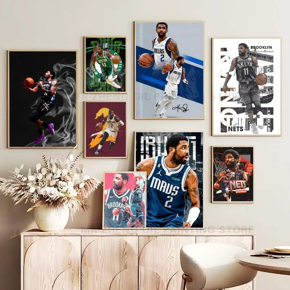 1PC Basketball Player Kyrie Irving Poster Self-adhesive Art Waterproof Paper Sticker Coffee House Bar Room Wall Decor