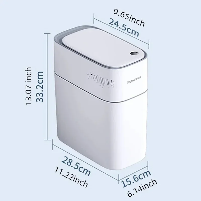 9L Smart Bathroom Trash Can Automatic Bagging Electronic Trash Can White Touchless Narrow Smart Sensor Garbage Bin Home