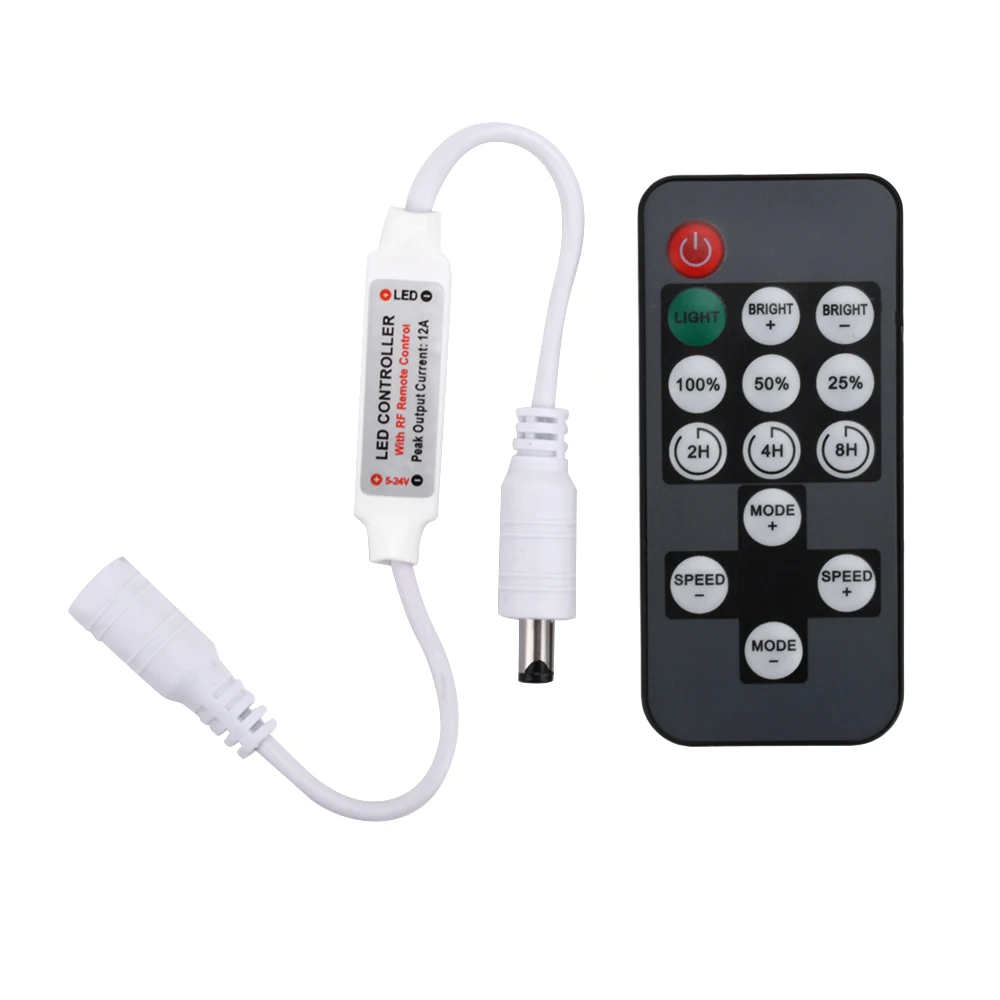 LED Strip Controller Mini Dimmer RF Remote Control For LED Strip Single Color DC 5-12V 14 Key RF Wireless Dimming Switch