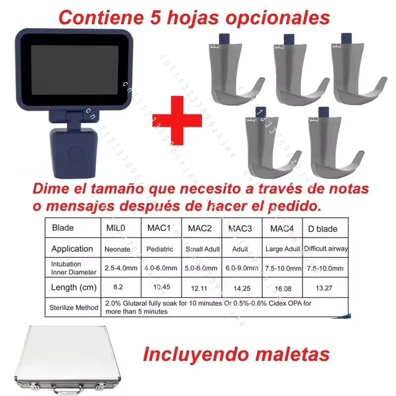 3.5 Inch High Resolution Touch Screen Anesthesia Digital Video Laryngoscope 6 Size Reusable Sterilizable Blades Suitcase Include