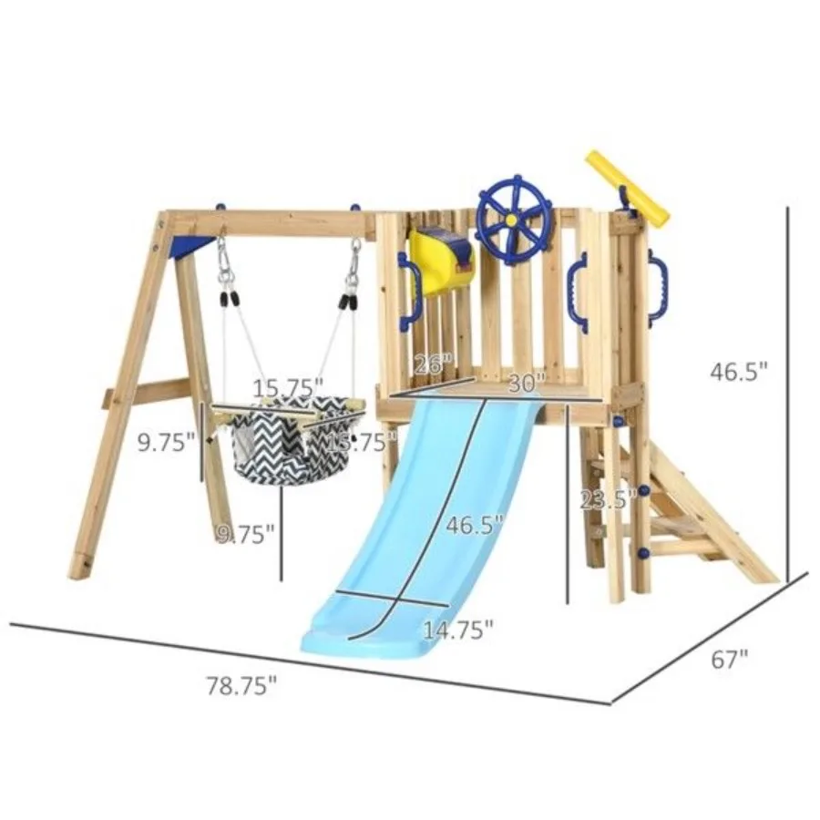 Conjunto de balanço de madeira para crianças