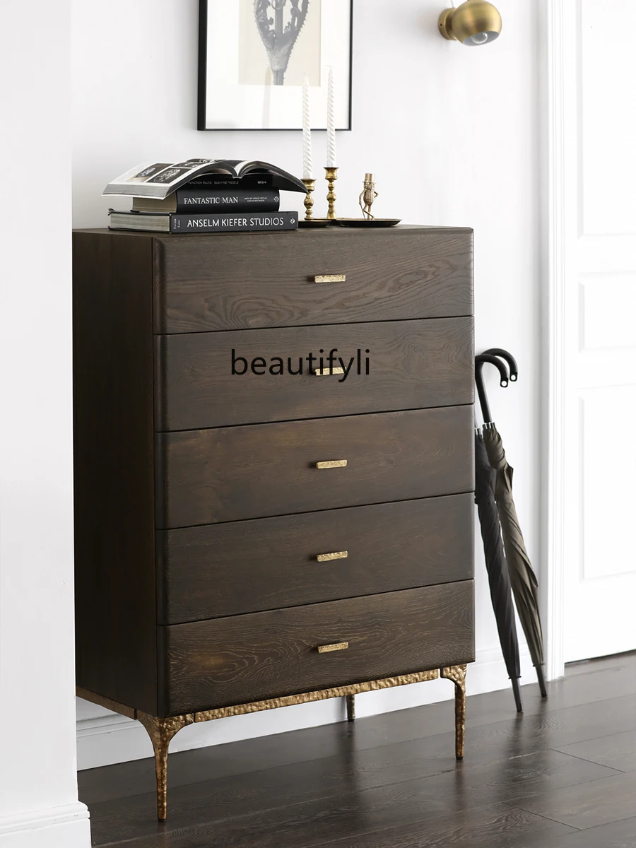 Modern Minimalist Designer Model Nordic Style Oak Solid Wood Chest of Drawers Bedroom Cabinet