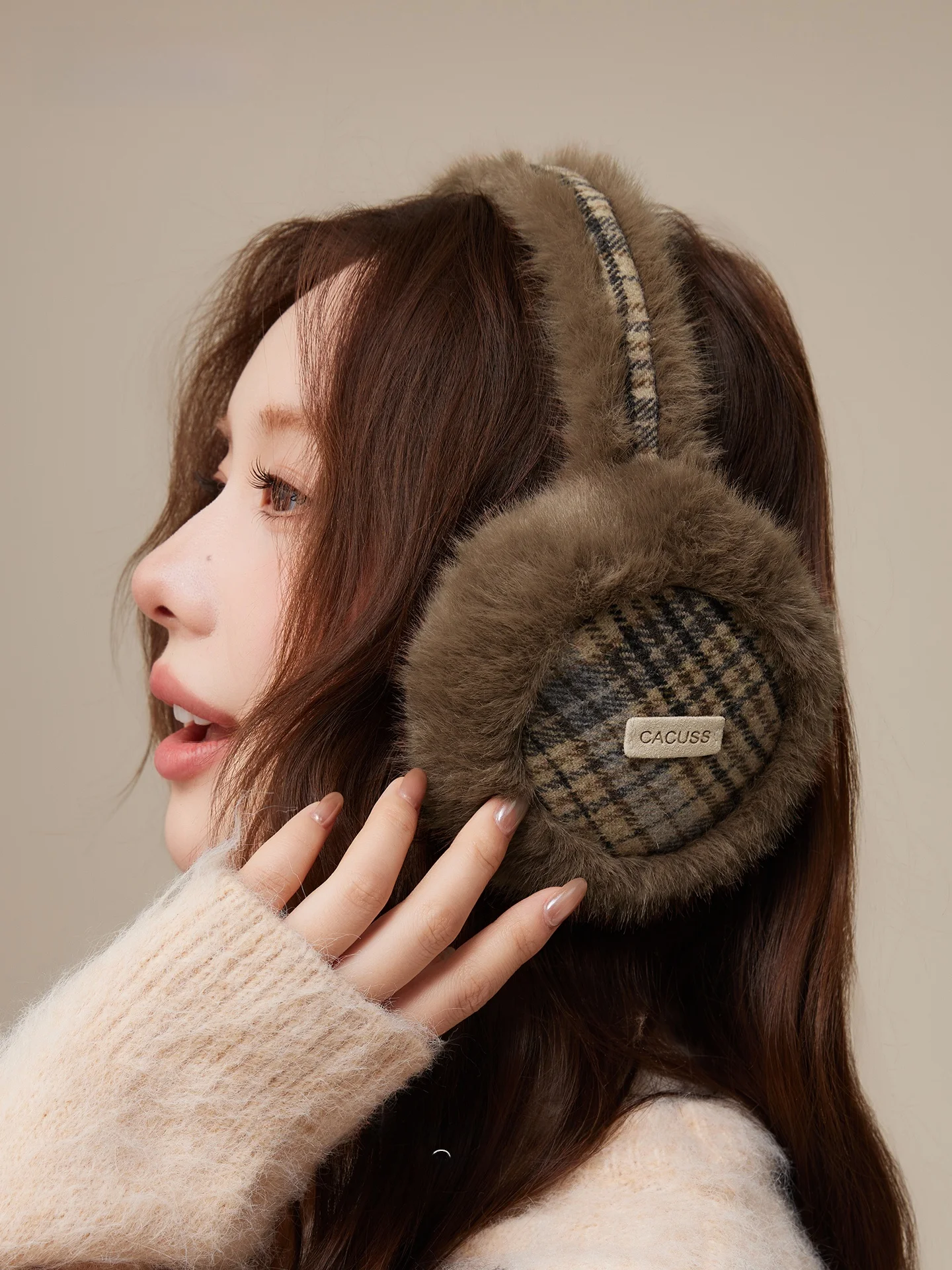 women's-winter-ear-muffs-plu-woolen-warm-ear-protection-cold-proof-foldable-retro-plaid-ear-covers-soft-cozy-ear-warmers
