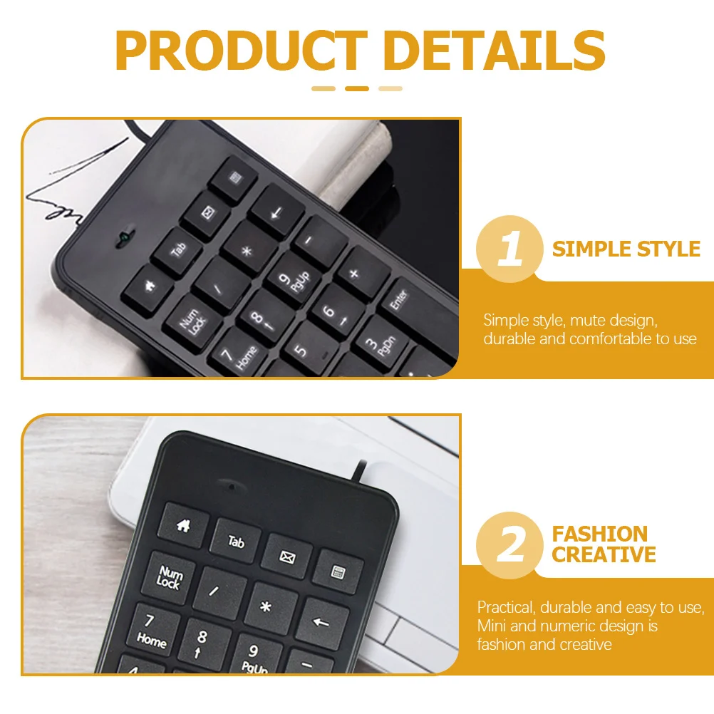 

22 Key Wired Numeric Keyboard USB Port Simple Style Comfortable Use Ideal for Computer Notebook Laptop Travel Black