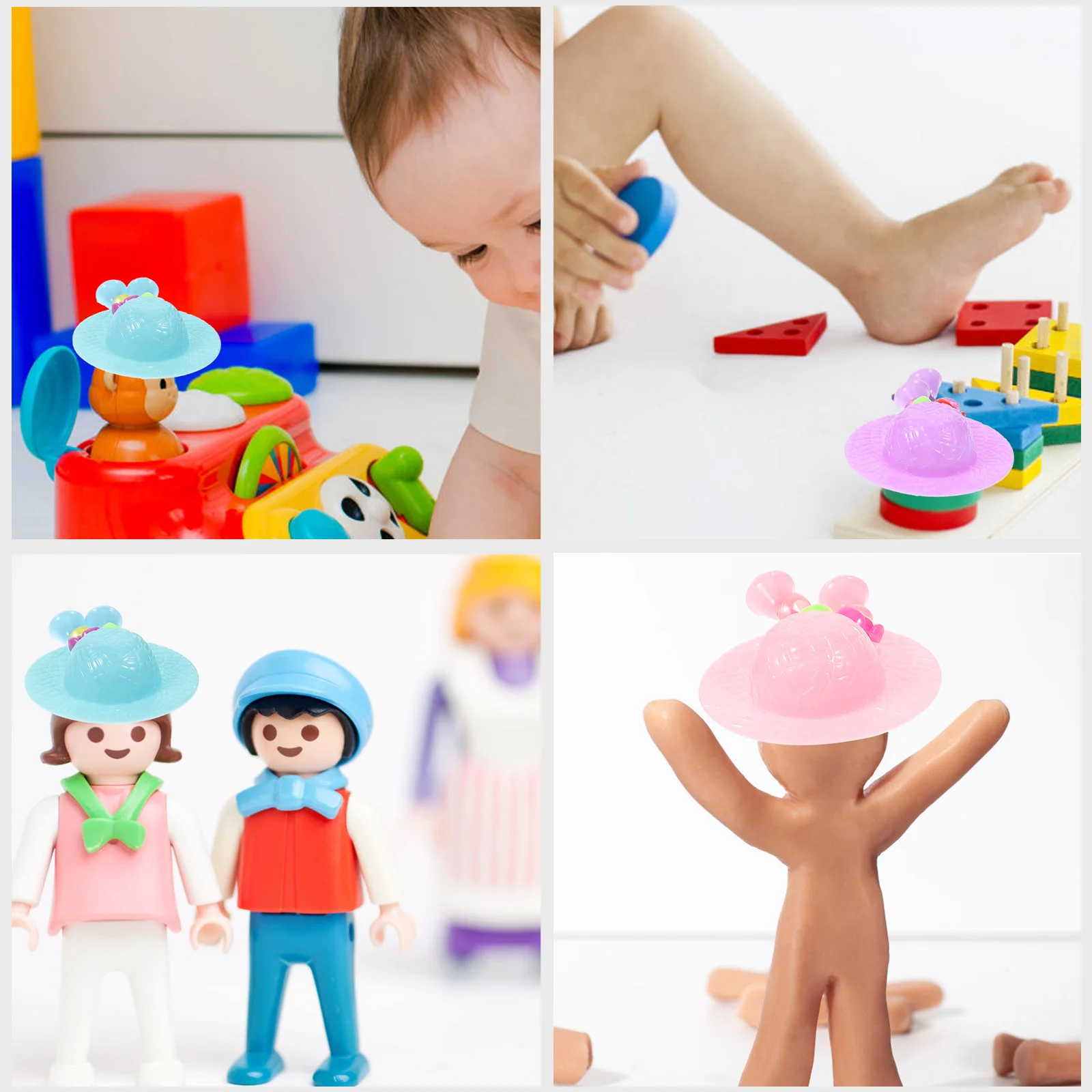 30pcs Mini Charms Fake Hat Simulated Plastic Miniature Caps For Diy Crafts Headdress Decor Kids Pretend Play Set Mini House