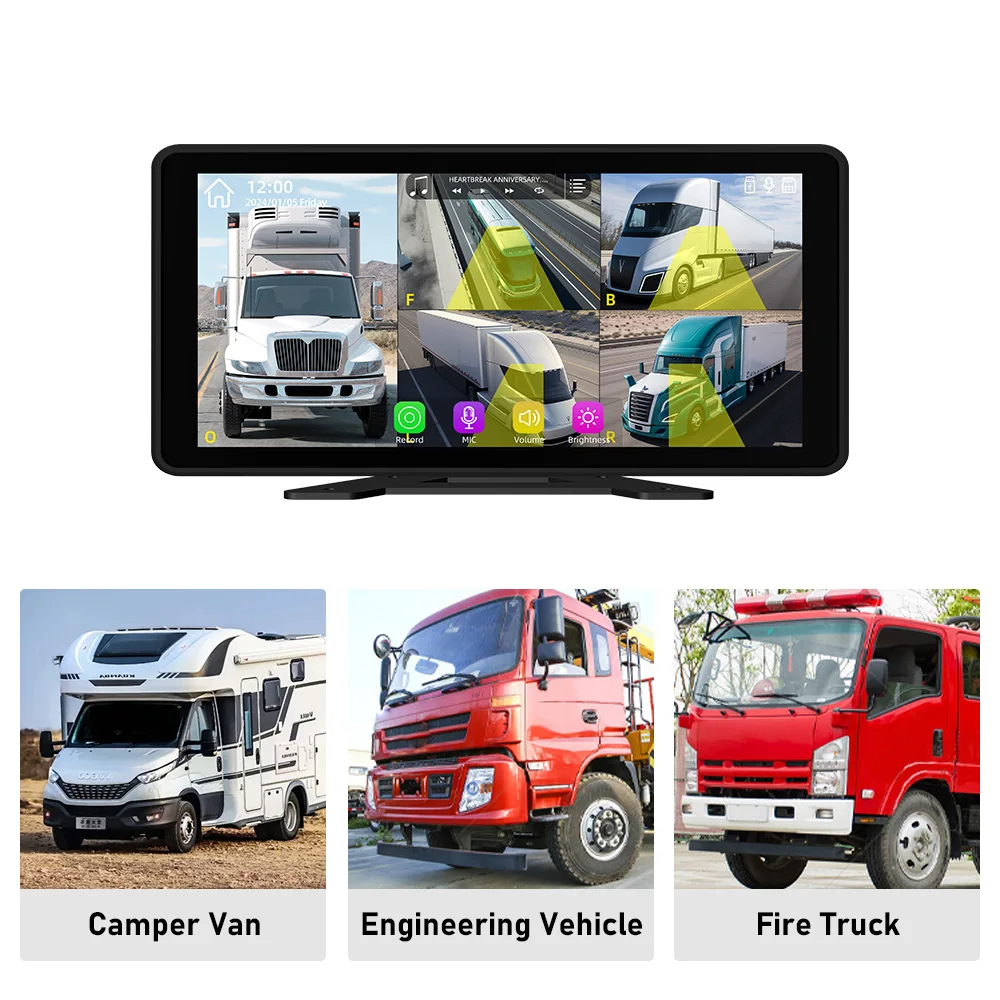 Advanced 5 Camera Truck Recorder with Touch Screen AHD Blind Spot Warning for Engineering Rescue Fleet Management