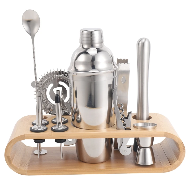 Best Bartender Kit, 12-Piece Cocktail Shaker Set, Home Bar Tool Kit With Stand, Cocktail Tools Stainless Steel Bar Gifts