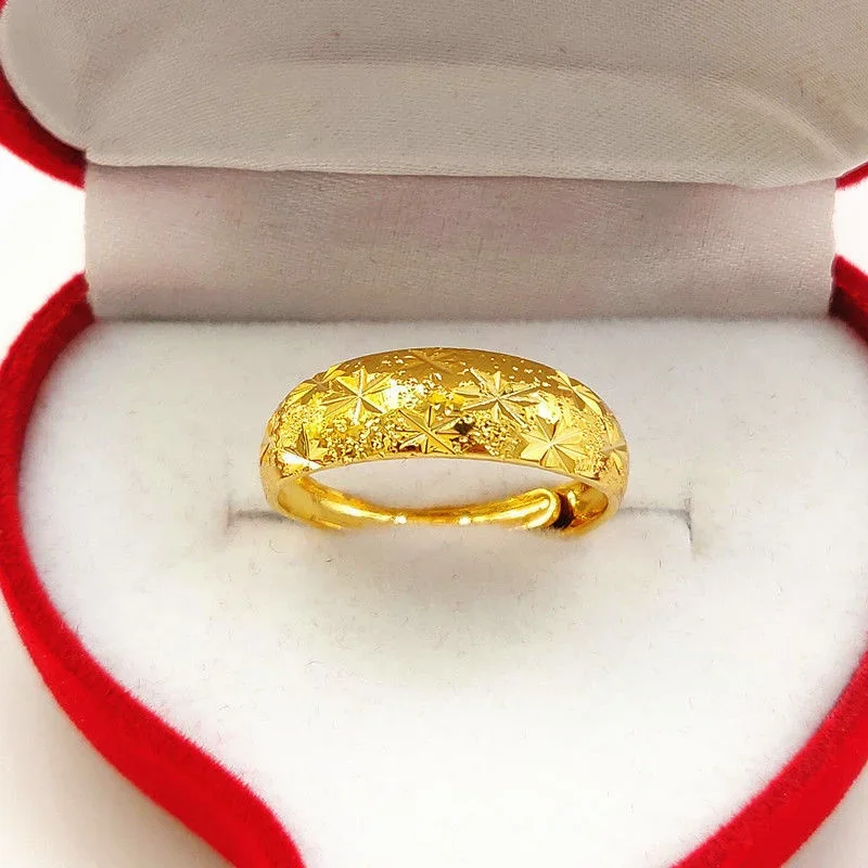 Cincin pembuka bintang kekasih tahan lama untuk pria dan wanita imitasi berlapis murni asli 18k emas kuning 999 perhiasan 24k Euro tidak pernah F