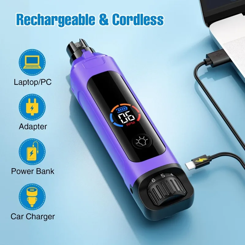 

ЖК-светодиодная шлифовальная машина для собачьих ногтей, домашний инструмент для ухода за ногтями для домашних животных, перезаряжаемый триммер для собачьих лап, для обрезки ногтей безпроблемного типа C