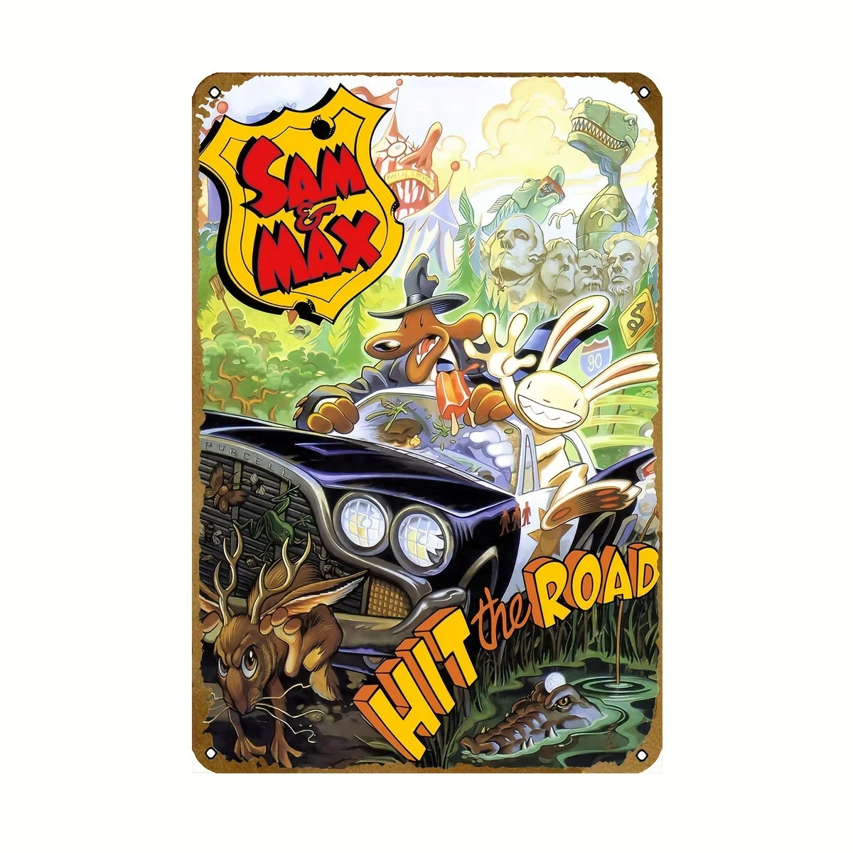 Sam & Max Hit The Road Vintage Metal Tin Sign - Retro Gaming Wall Art Decor Classic Video Game Collectible Aluminum Plaque