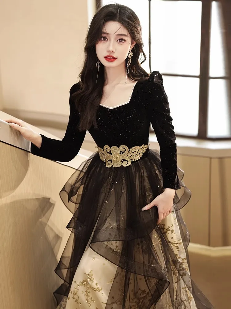 

Элегантное вечернее платье в стиле Хепберн для женщин, роскошное, матовое, высококачественное, для новогодних вечеринок, балов, зимних мероприятий, длинное.