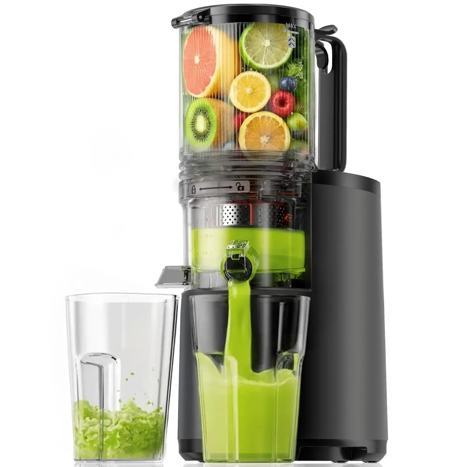 

5.5" Wide Feed Cold Press Juicer, Slow Masticating for Whole Fruits & Vegetables, 99.6% High Juice Yield, Easy Clean