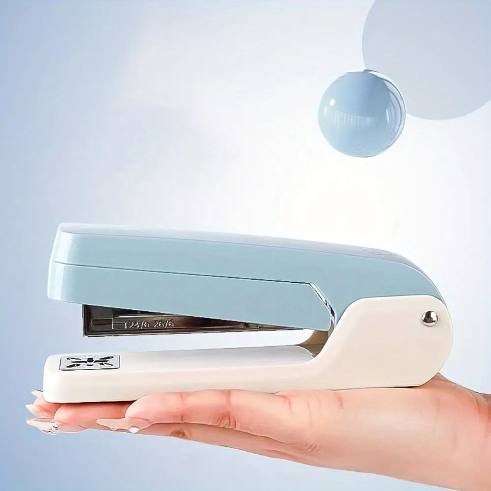 Stapler Desktop berputar 360 derajat logam sederhana, Stapler hemat tenaga kerja, mudah digunakan hingga 25 halaman mesin Stapler kertas