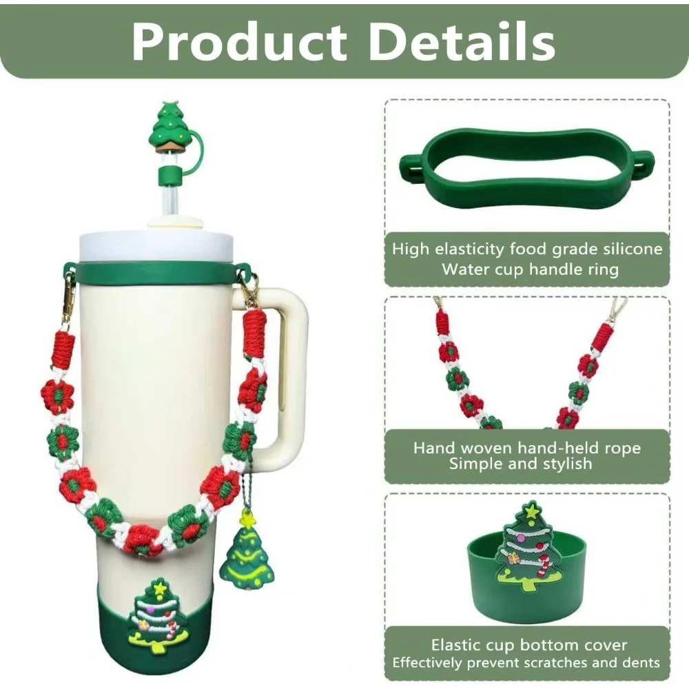 Christmas Straw Covers for Stanley Cup 30oz 40oz Silicone Straw Toppers Snowman Santa Dustproof Tumbler Accessories Gift