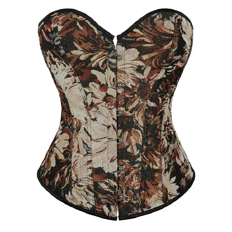 Vintage Monet Oil Painting Print Corsets Top Overbust Push up Bustier Lingerie Sexy Women Corselet Plus Size Burlesque Costume