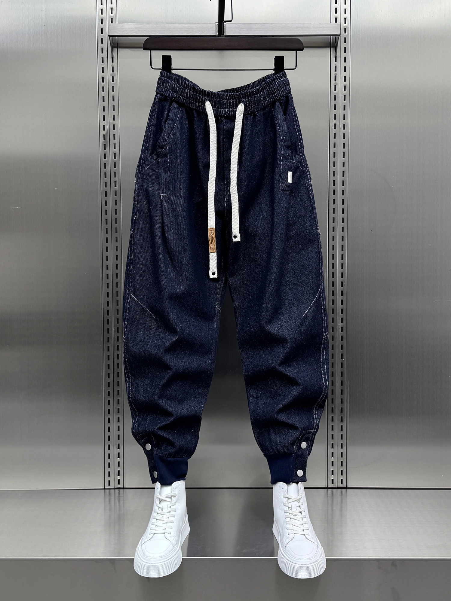 

Faionable Loose Harem Jeans Men's Spring 2025 New Sle Elastic Waist Baggy Cargo Pants Youthful Energy Denim Wear Resistant