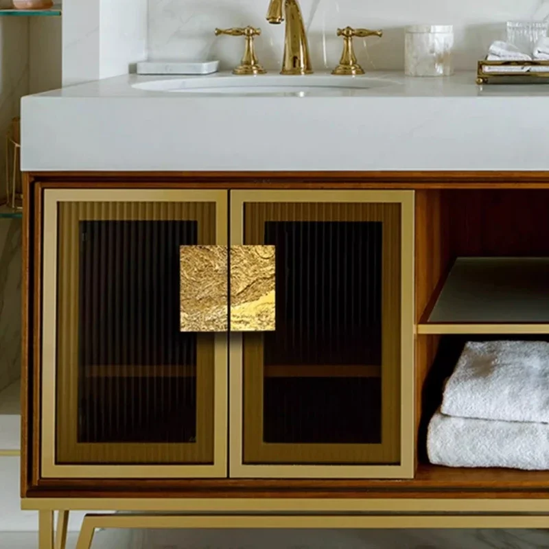 Massiver Messing-Schlafzimmer-Kleiderschrankbeschlag, Sternenhimmel-Blitz-Schubladengriffe / Goldener rechteckiger Relief-Design-Schranktürgriff und -knopf – Detail 11
