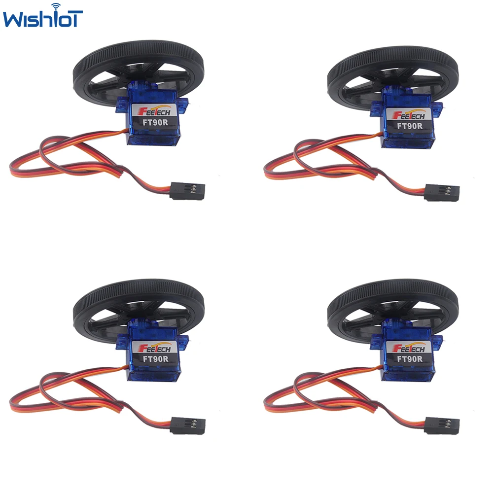 

4PCS Feetech FT90R 9G 1.5kg Mini Digital Servo PWM 360 Degree Continuous Rotation with Wheels for Arduino Microbit RC Drone