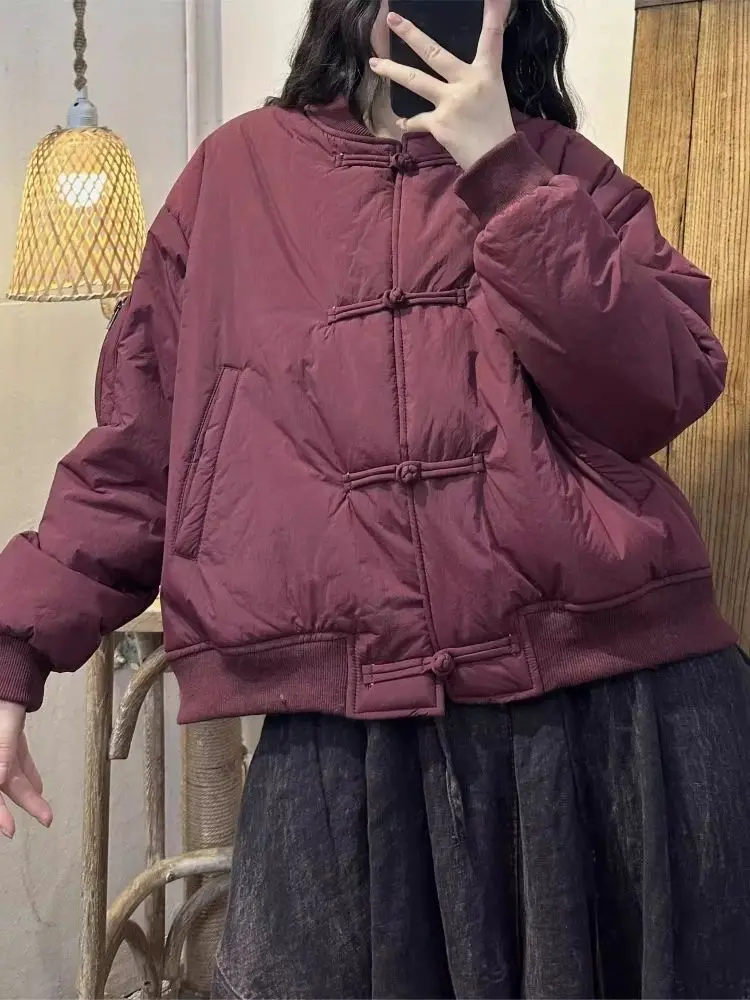 سترة مبطنة بالقطن بياقة واقفة للنساء سترة بيسبول سميكة للشتاء