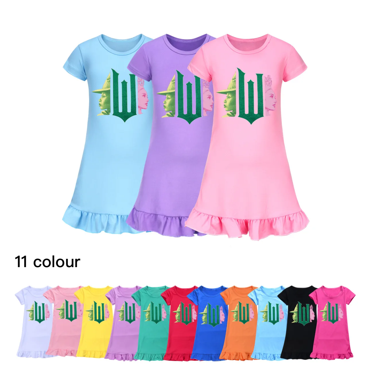 Summer New wicked Dress for Baby Girls Short Sleeve Casual Dresses Chidlren Magic Nigtgown Kids Boutique Clothing3860