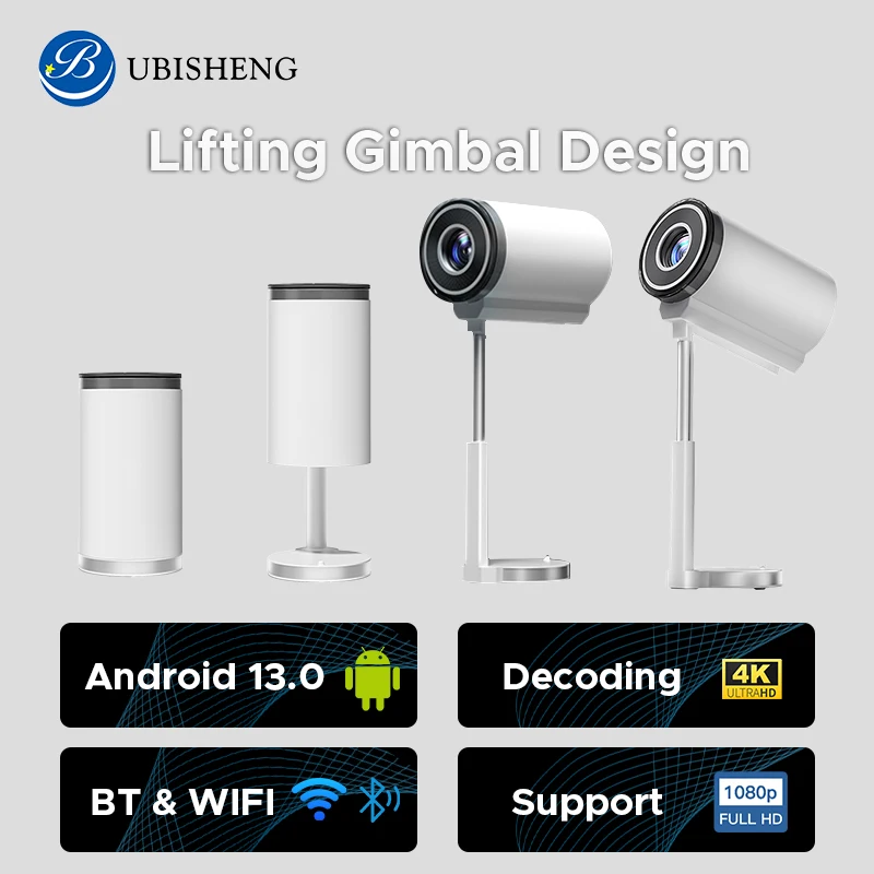 

Ceiling Hidden Lifting Gimbal Projector 4K Video playback Home Theater 100-inch Android TV 1+8G H.265 Compatible with TV Sticks